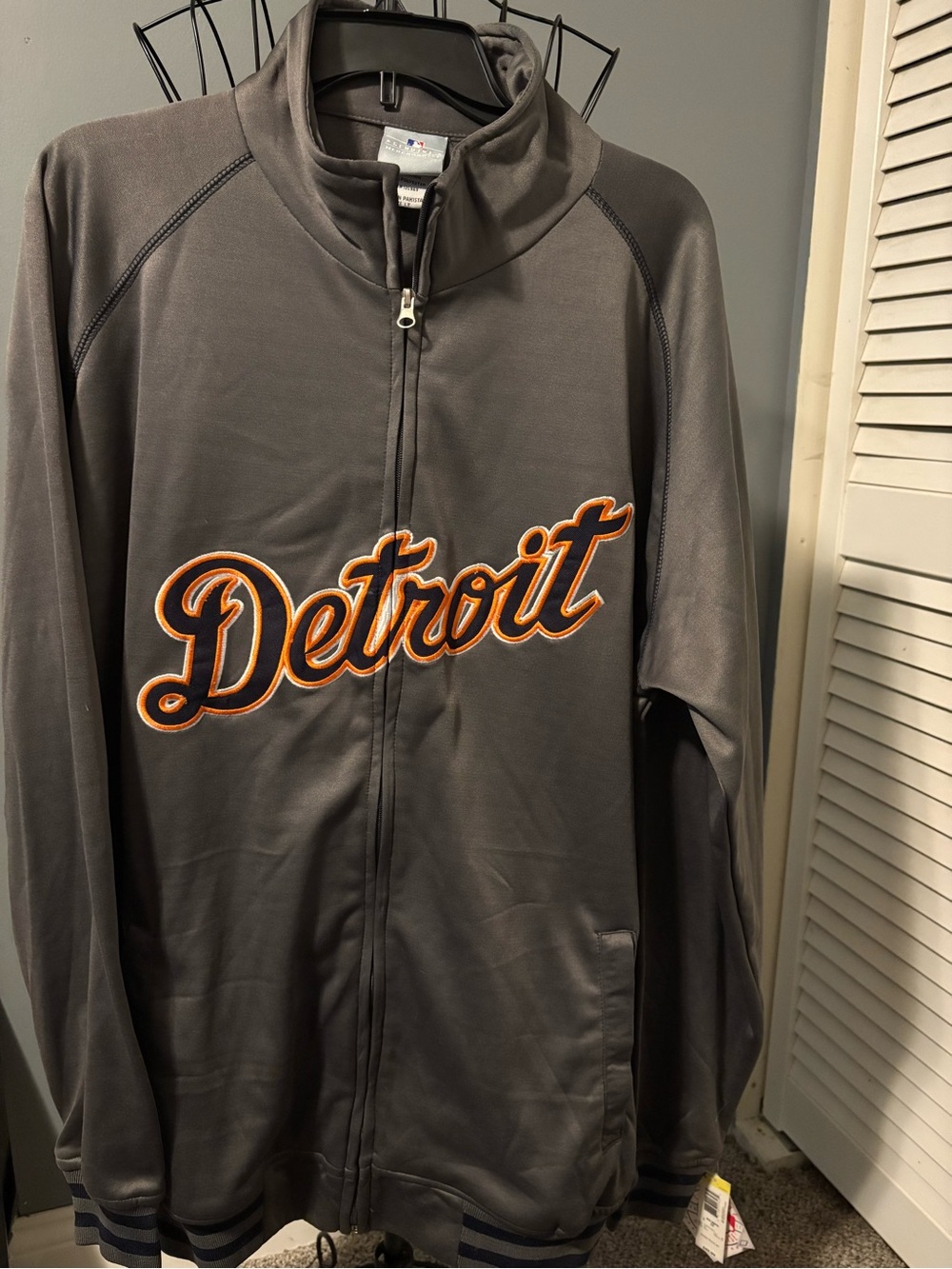 Detroit Tigers Script Embroidered Full-Zip Jacket - Gray